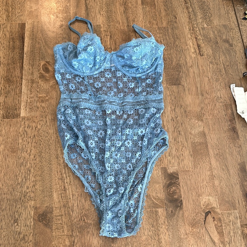 Victoria’s Secret lace blue bodysuit